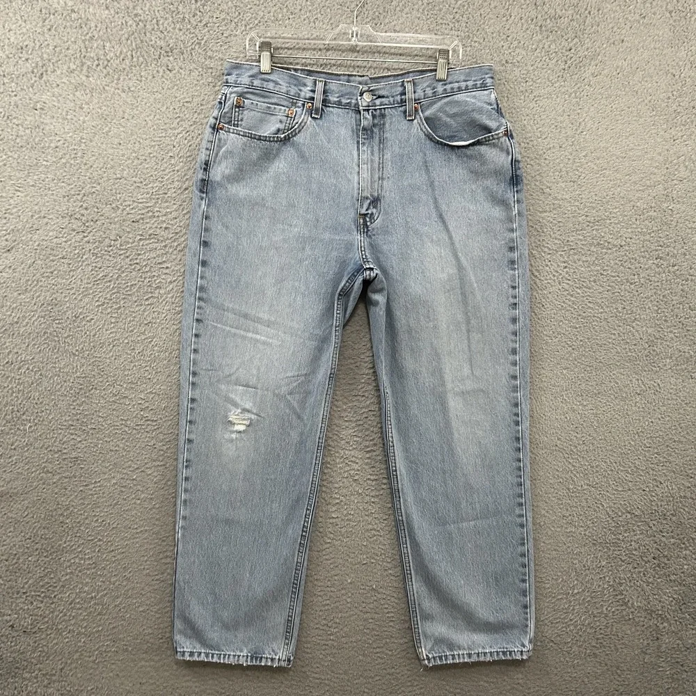 Levis Jeans Mens 36x30 Blue Denim 550 Relaxed Fit Tapered Leg Cotton Light Wash